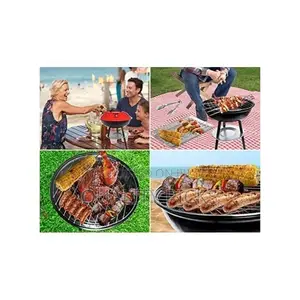 Portable Metal Kettle Trolley Barbecue Wood Charcoal Grill