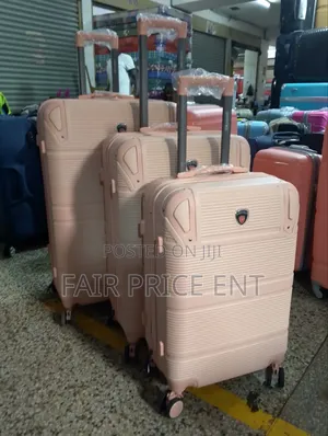Pure Rubber Plastic Suitcases. Full Set.3pcs.( Pink)