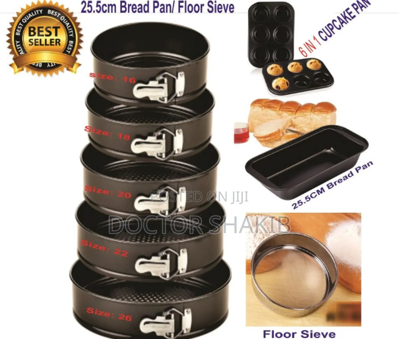 Round Shaped Spring Form Nonstick Aluminum Baking Tin (6pcs)
