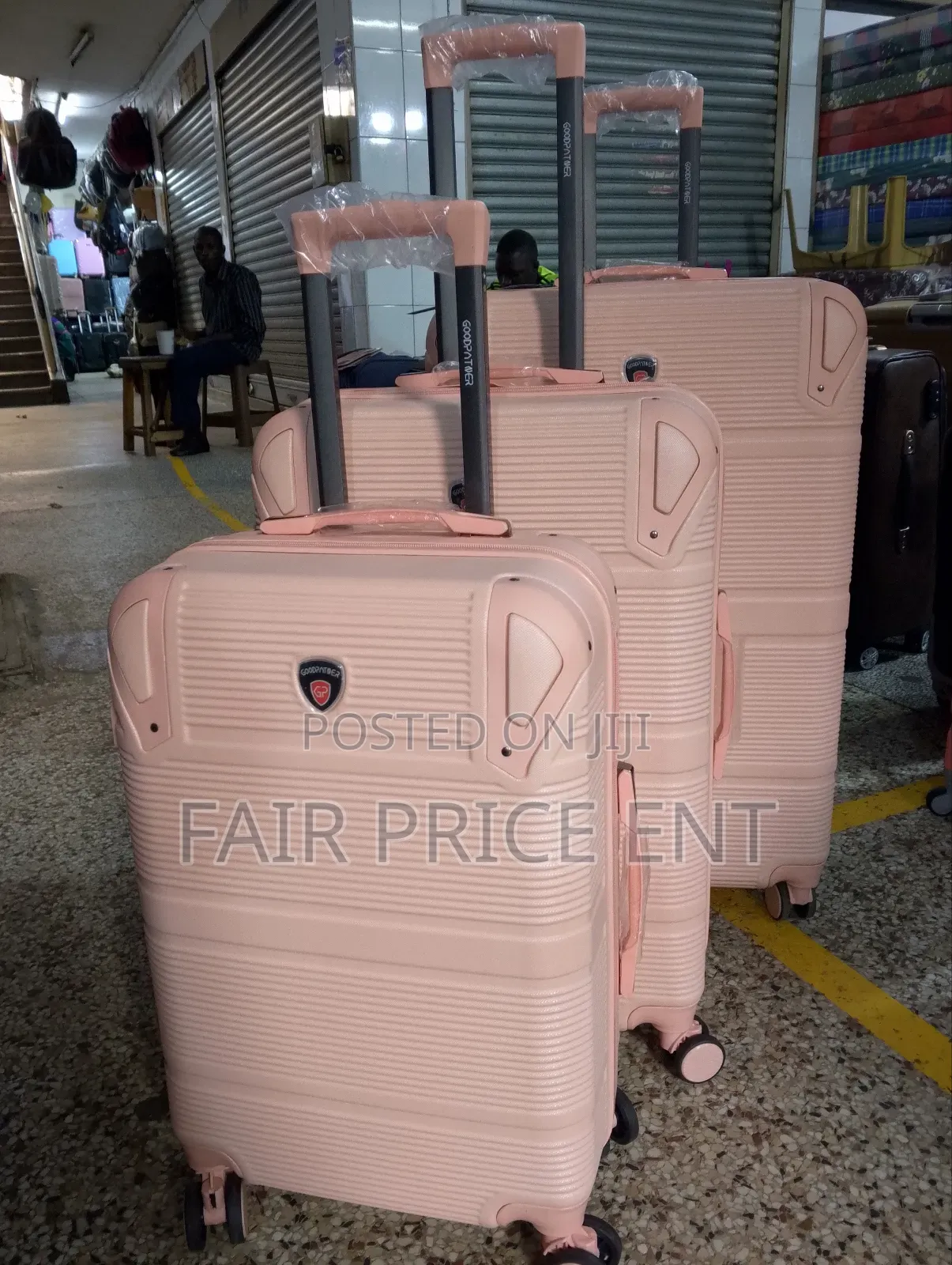 Pure Rubber Plastic Suitcases. Full Set.3pcs.( Pink)