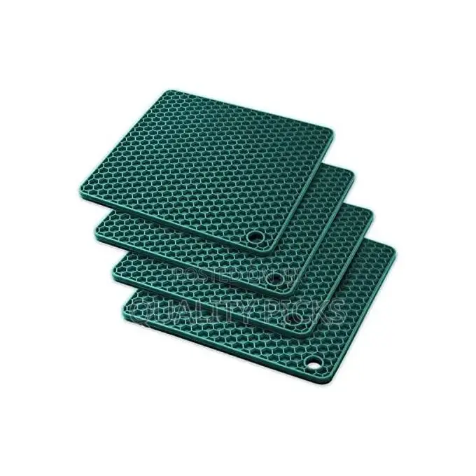 4 PC Square Silicone Trivet Pot Holders Drying Non-Slip Mats
