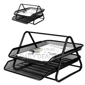 Metallic Black 2 Layer Office Files Tray
