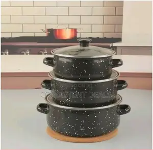 3pcs Enamel Casserole Pots