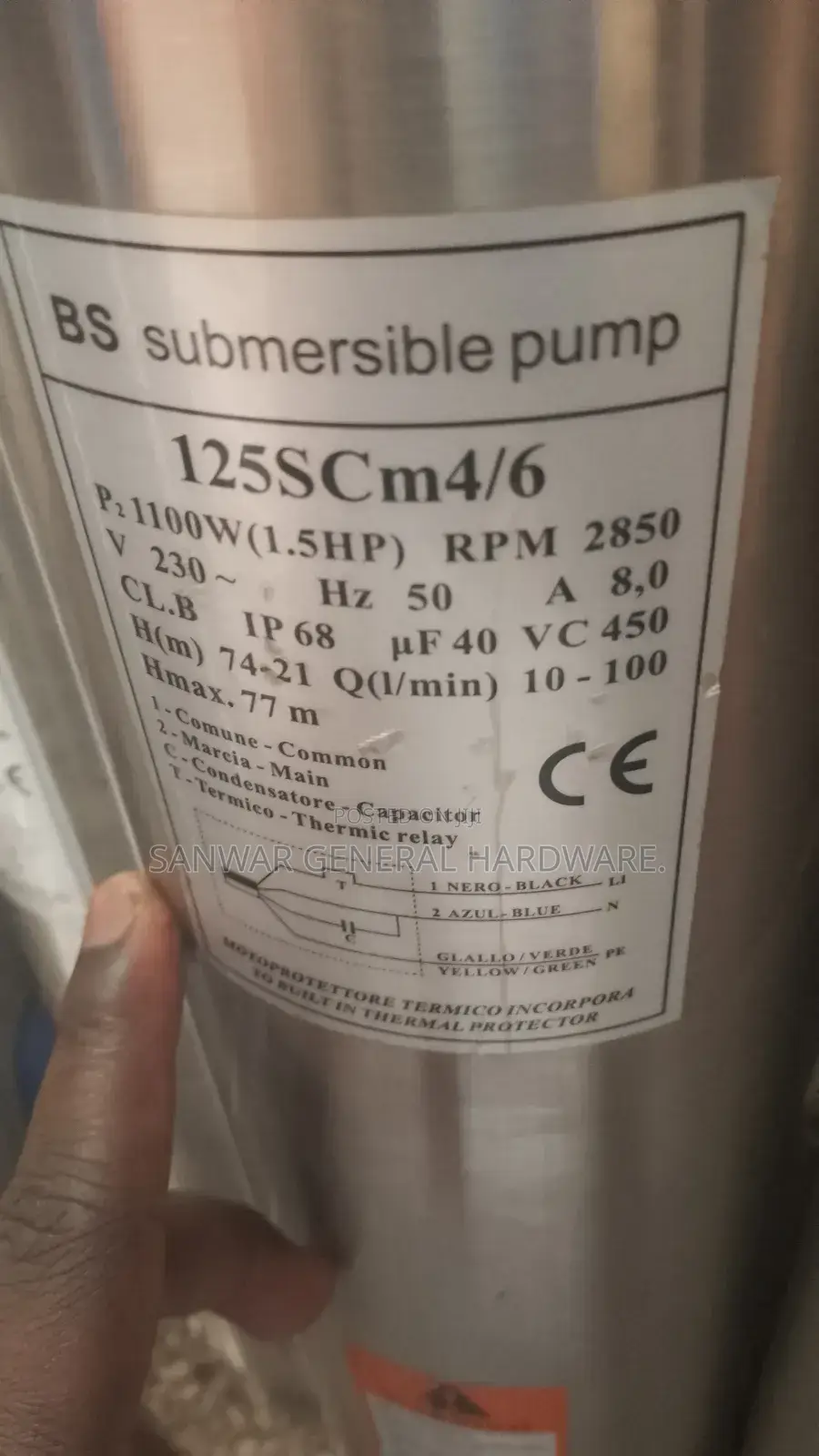 77m,(1.5hp)Submersible Water Pumps(Sucks From Down)