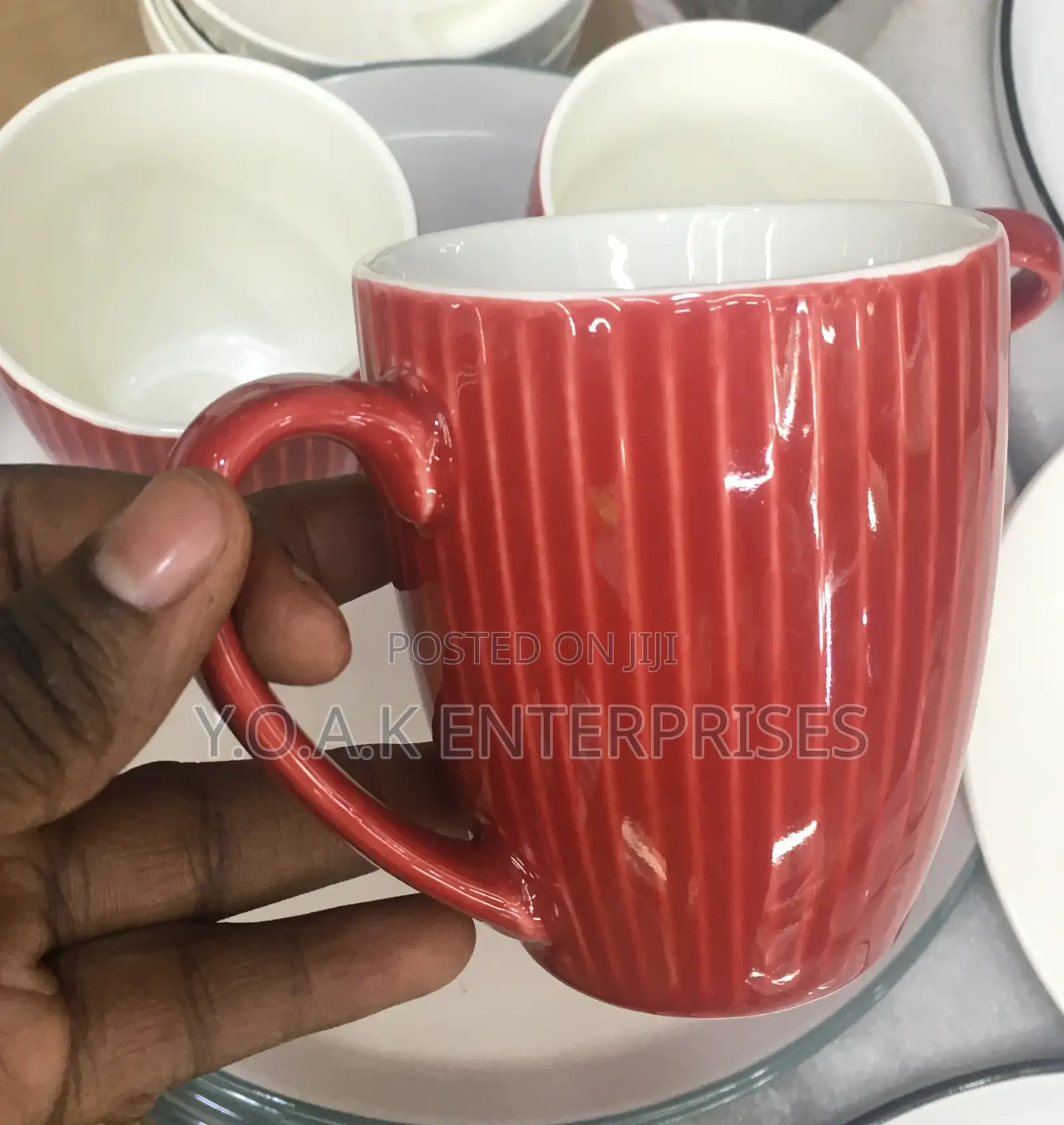 Ceramic Mug Red And White
