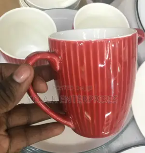 Ceramic Mug Red And White