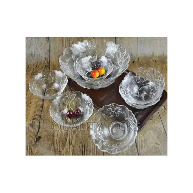 7 Piece Fruit Salad Serving Dishes/Bowls Set-Colourless