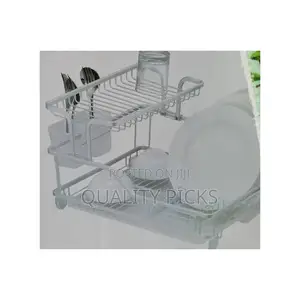 Aluminium Plate Dish Drying -2 Tier Rack With Drainer