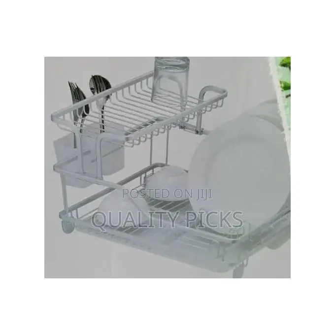 Aluminium Plate Dish Drying -2 Tier Rack With Drainer