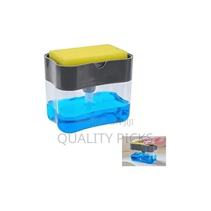 Soap Pump Dispenser and Sponge Holder - Grey.