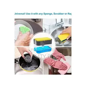 Soap Pump Dispenser and Sponge Holder - Grey.