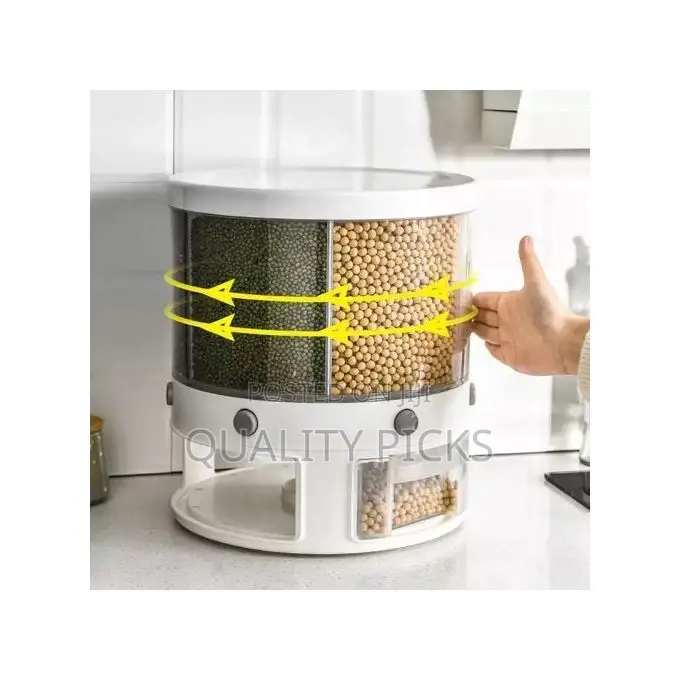 Rotating Food Storage Rice Bucket Cereal Dispenser Container