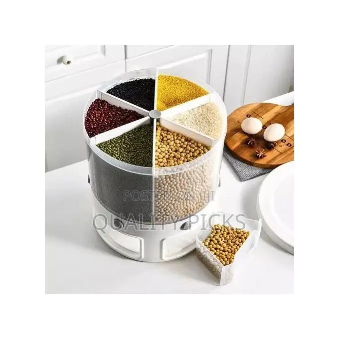 Rotating Food Storage Rice Bucket Cereal Dispenser Container