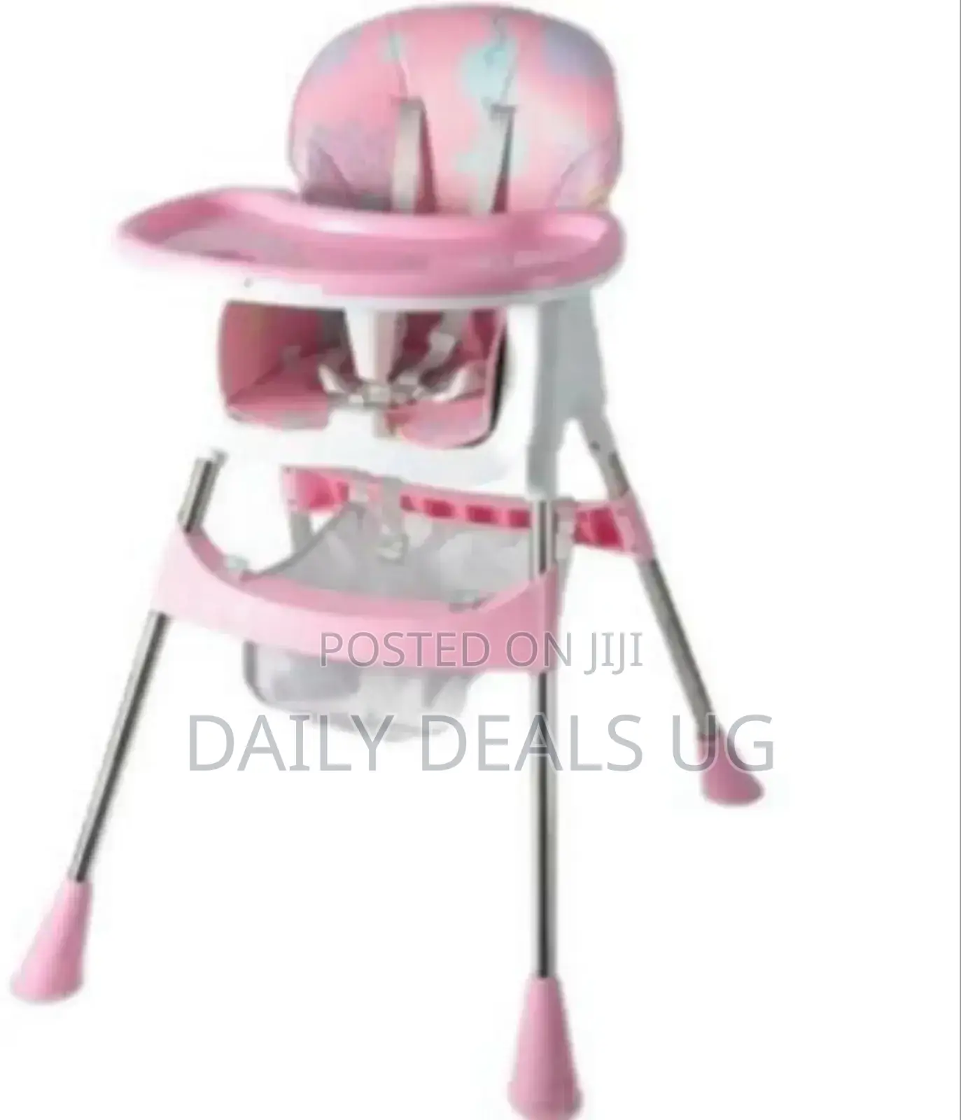 Pink and White Baby High Adjustable Feeding Chair
