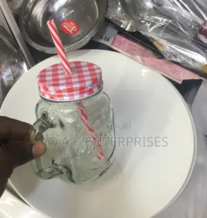 Glass Jug Transparent With Straws