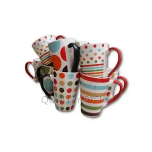 6 Pieces of Printed Coffee Tea Cups Mugs- Multicolours
