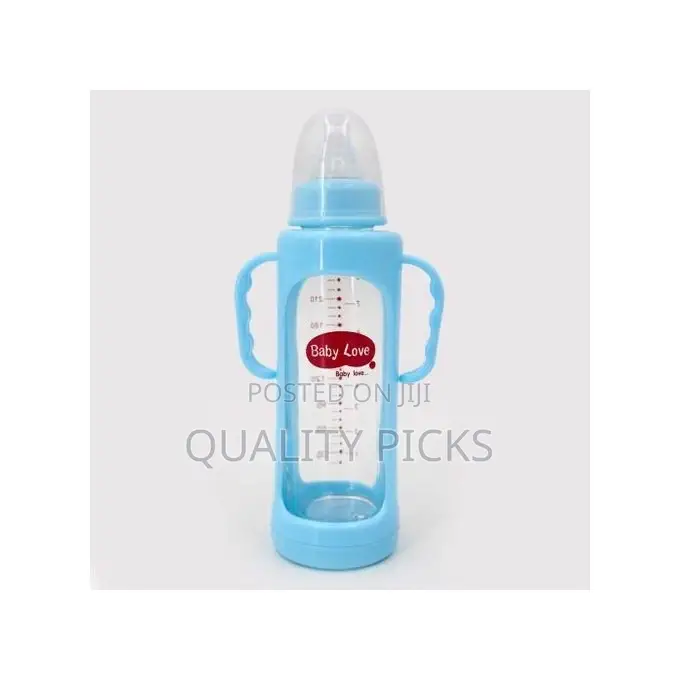 240 Ml Milk Glass Baby Feeding Bottle - Blue