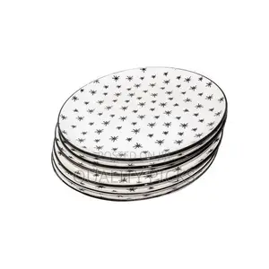 Round Star Design Dinner Plates, 6pcs - White