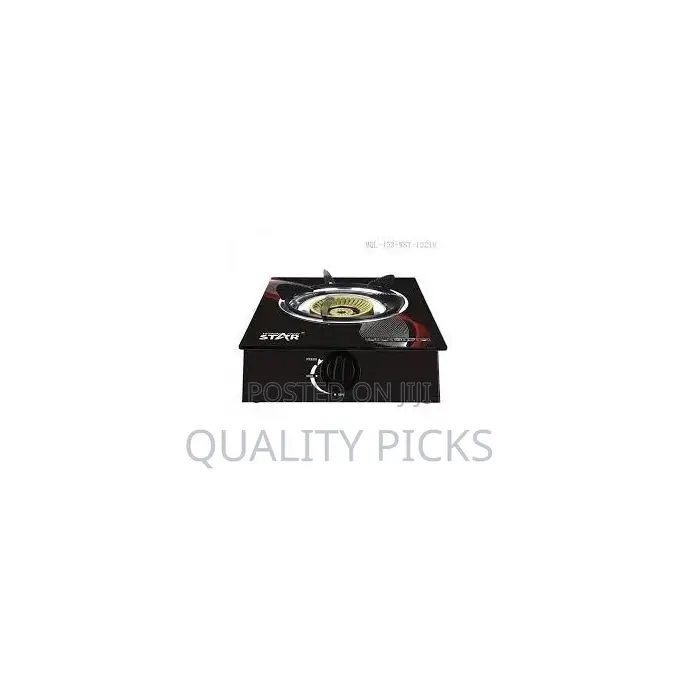Glass Single Burner Gas Stove Cooker- Black.