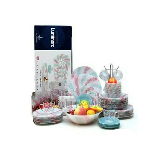 Luminarc Elara Turquoise Plate Dinner Set (69 Pcs),Pink.