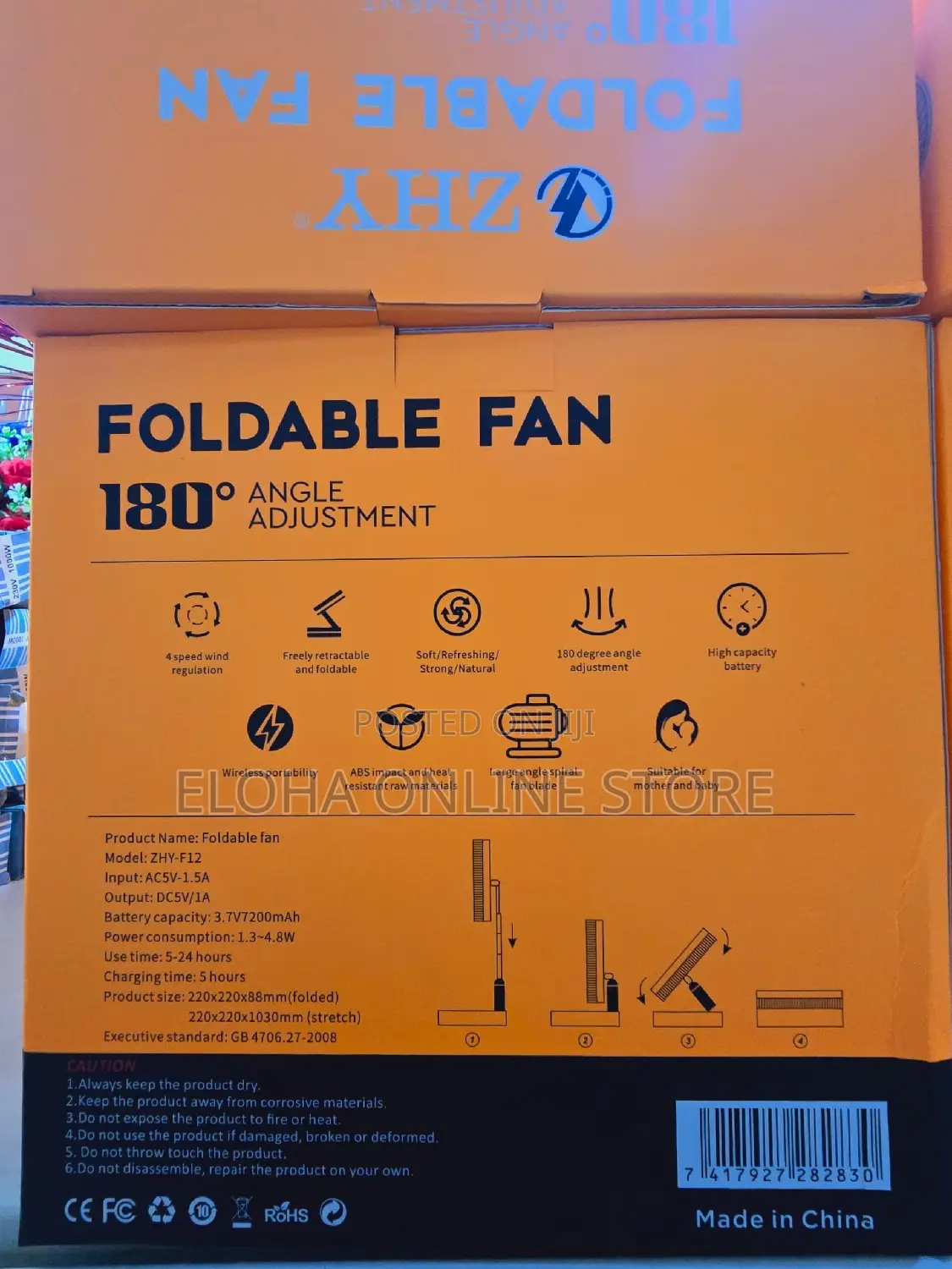 Foldable 180 ZHY Table/Desktop Stand Fan