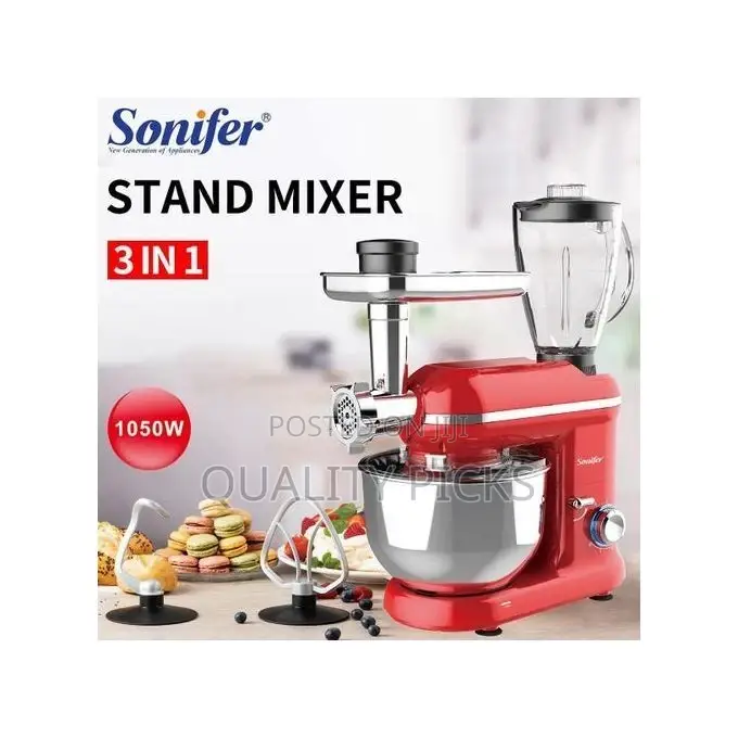 Sonifer 5.5L,6 Speed Stand Dough Mixer, 3ln1meat Grinder