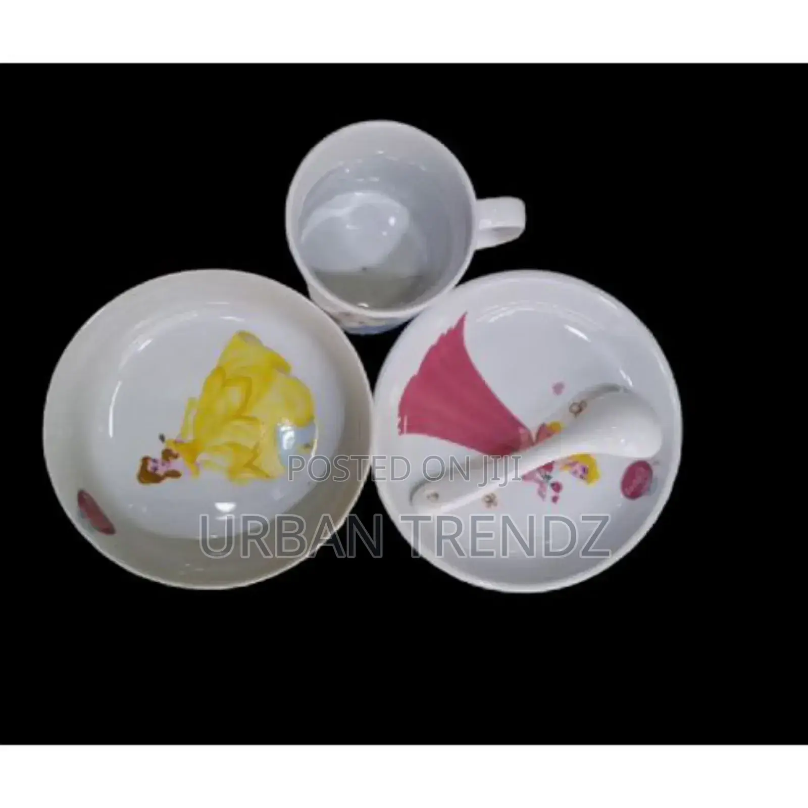 Aset of Kids Ceramic Dinner Set for Girls 4pieces -White