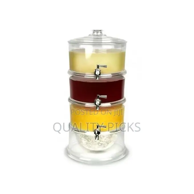 Acrylic 3-Tier Water, Juice Drink Dispenser With Ice Chamber