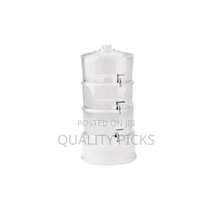 Acrylic 3-Tier Water, Juice Drink Dispenser With Ice Chamber