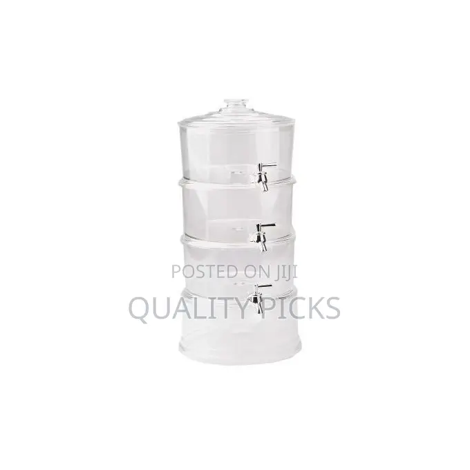 Acrylic 3-Tier Water, Juice Drink Dispenser With Ice Chamber
