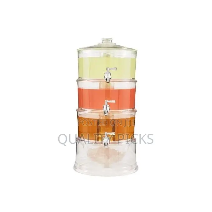 Acrylic 3-Tier Water, Juice Drink Dispenser With Ice Chamber