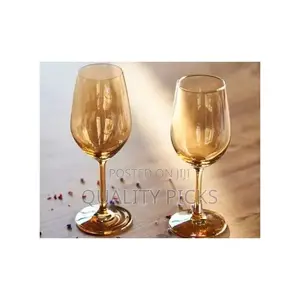 Gold Lead-Free Juice, Wine Glasses- 6 Pieces,Brown