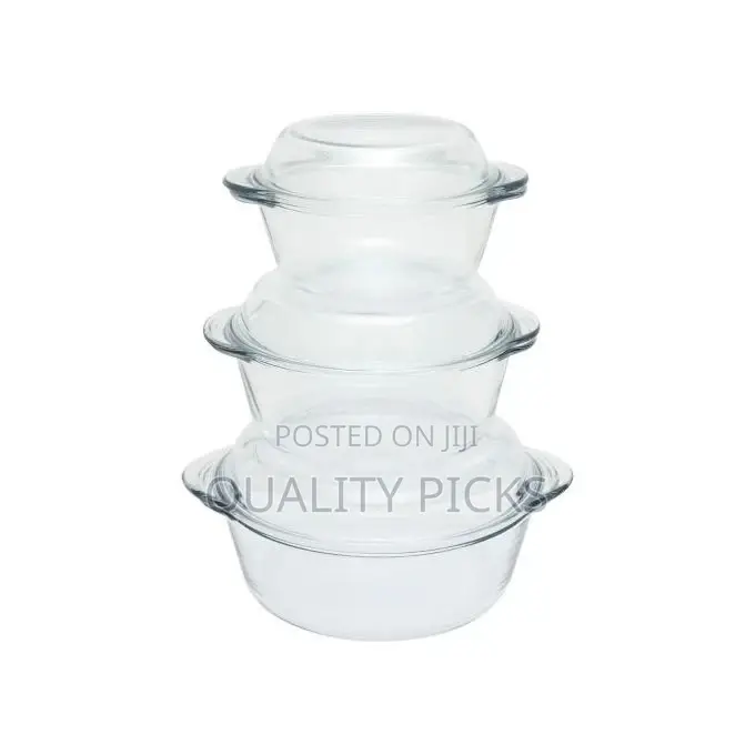 3 Piece Glass Casserole Serving Dishes 1L, 1.5L 2.5L