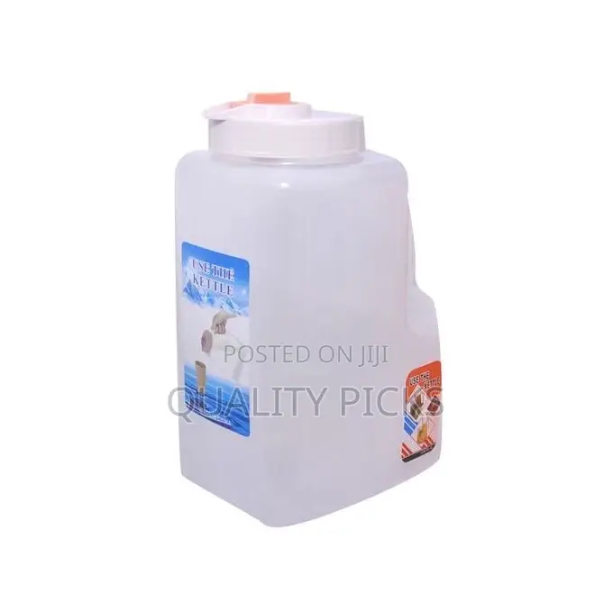 Plastic Water Fridge Bottle With 4 Glasses, 4L - Orange