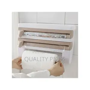 4 in 1 Cling Film, Paper Towel and Foil Storage Rack Cutter