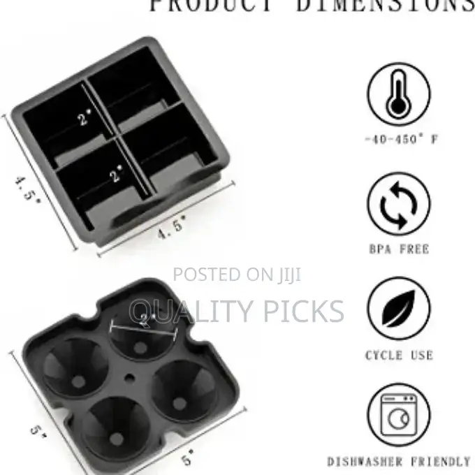 Silicone 4 PC Diamond Ice Cube Mould Tray for Whisky