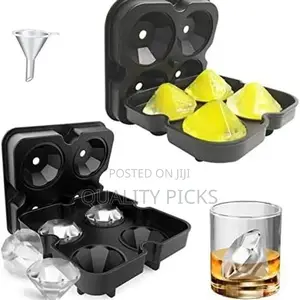 Silicone 4 PC Diamond Ice Cube Mould Tray for Whisky