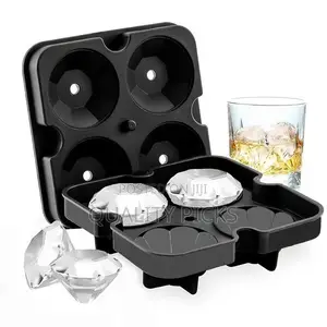 Silicone 4 PC Diamond Ice Cube Mould Tray for Whisky