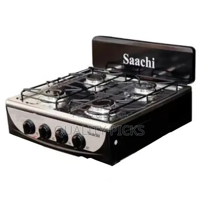 Saachi 4 Burner Gas Table Top Cooker Burner Stove, Black.