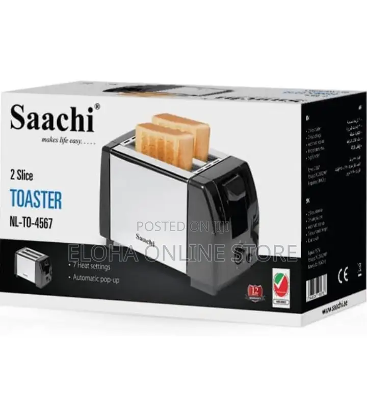 26 Saachi 2-Slice Toaster, Black, NL-TO-4567