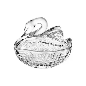 Swan Shaped Glass Candy Dish With Lid Sugar Bowl Cookie Jar