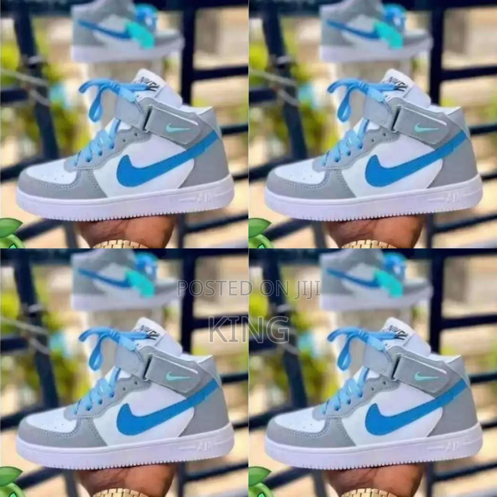 Air Force 1 High Sneakers White Grey Blue