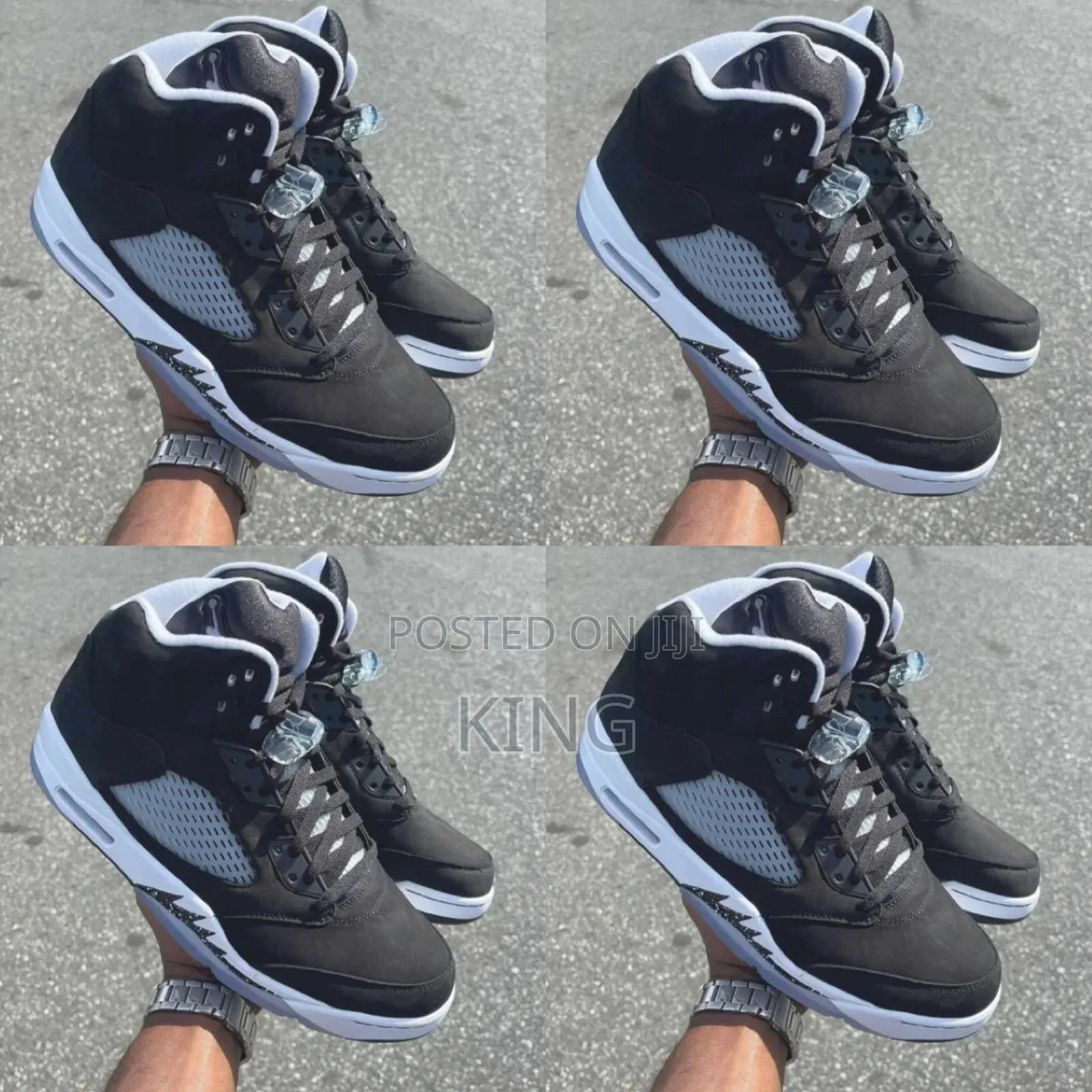 Nike Men's Air Jordan Retro v 5 Oreo Moon Black Sneakers