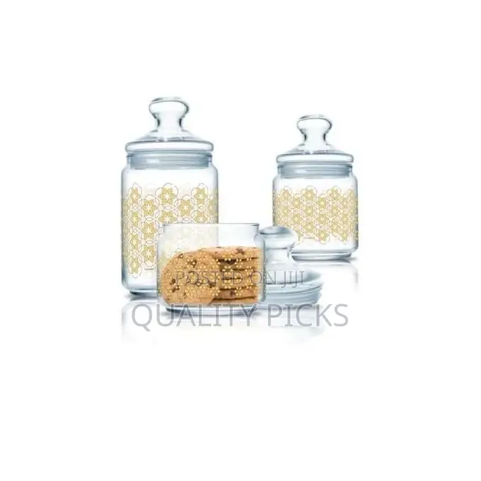 Luminarc 3 Pc Golden Flower Maze Sugar Bowl Set