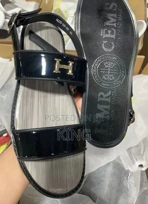 Dinatos Black Leather Sandals