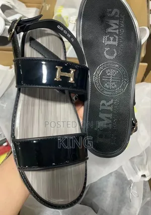 Dinatos Black Leather Sandals