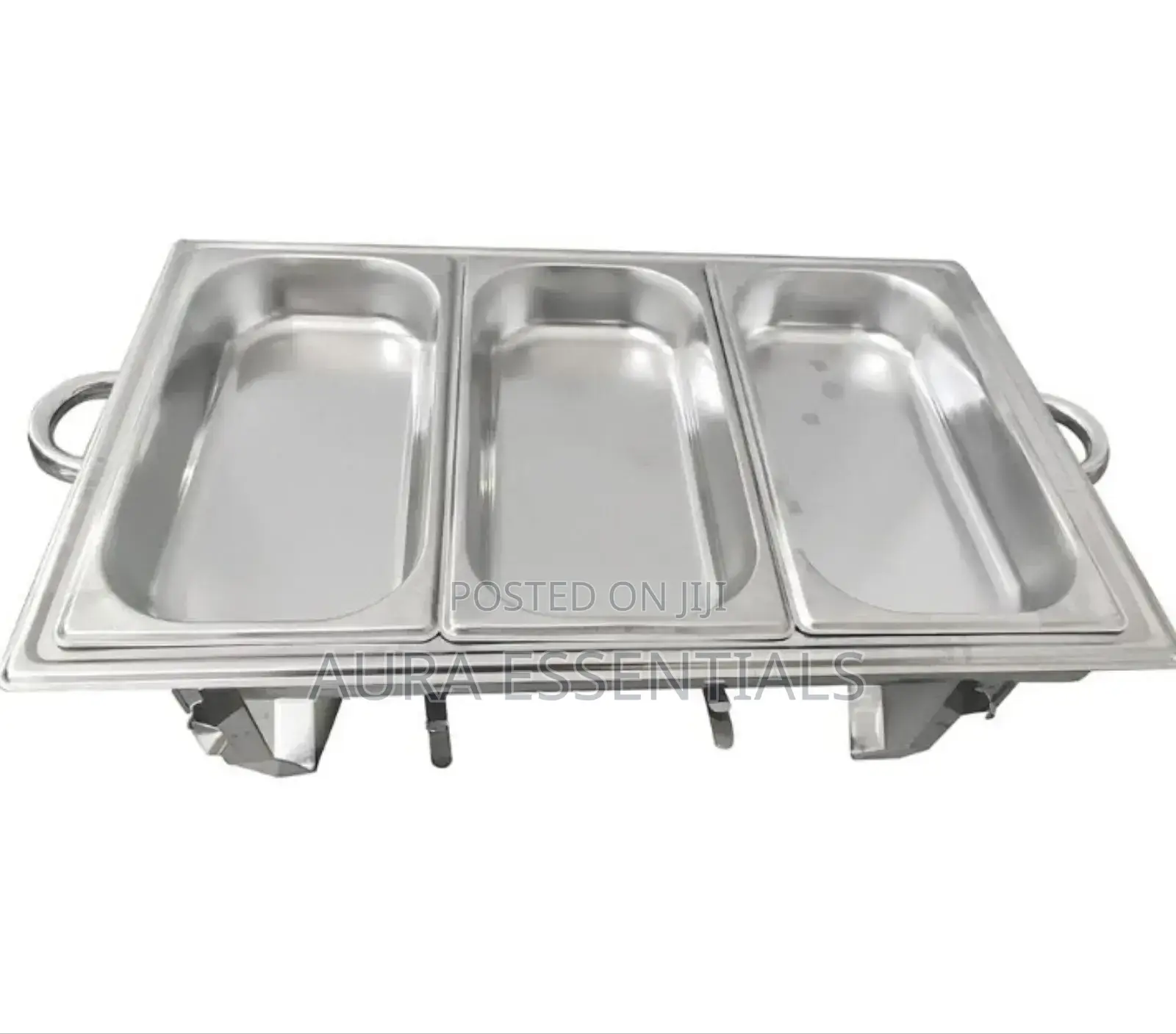 Triple 3 Compartment Chatting Dish Food Warmer- Silver
