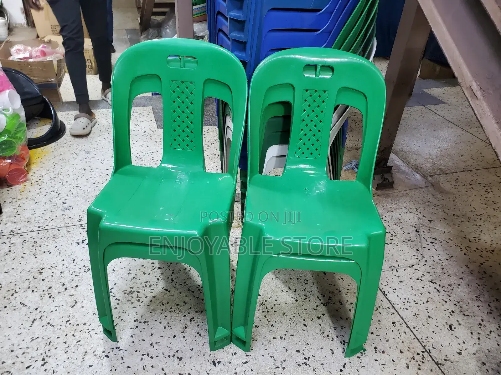 Armless Green Plastic Chairs