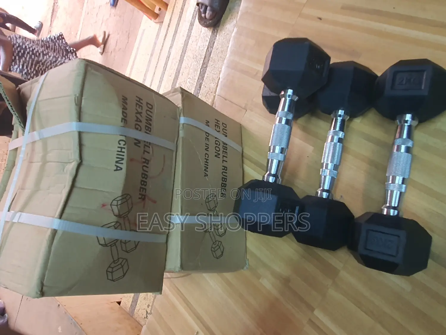 Dumbell 2kg Rubber Hexagon Body Fitness Machine