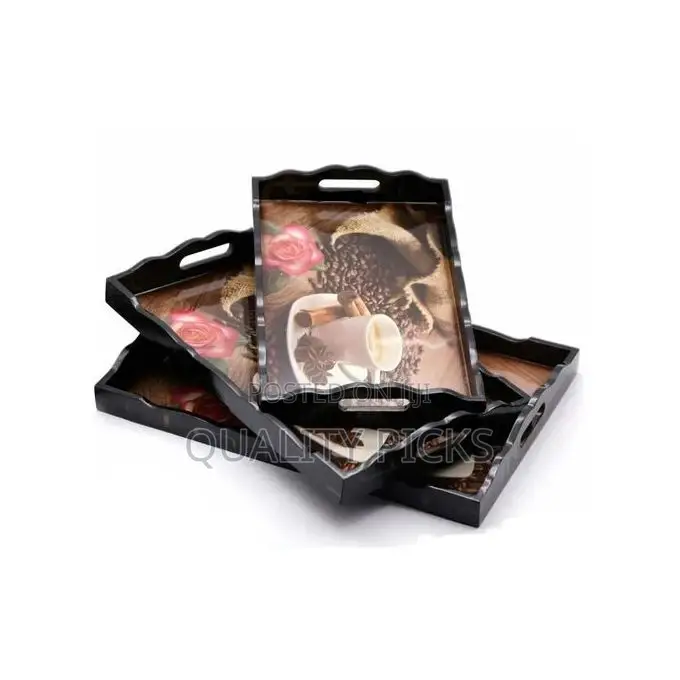 3 Piece of Wooden Serving Trays Platters